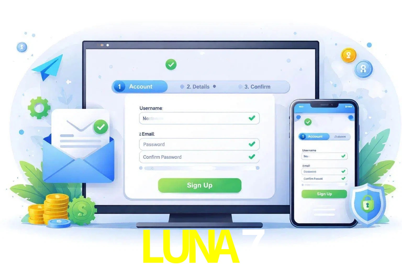 Registro de nuevo usuario y configuración de cuenta LUNA7